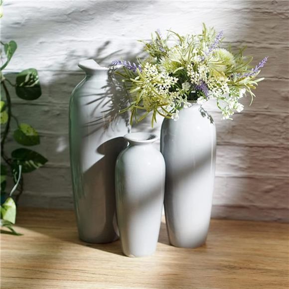 Set of 3 Grey Ceramic Vases. Ideal Gift for Wedding or Special Occasions - Picture 6 of 6
